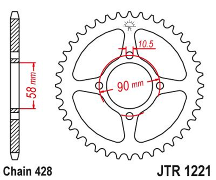 CORONA JT 1221 ACERO 45 DIENTES